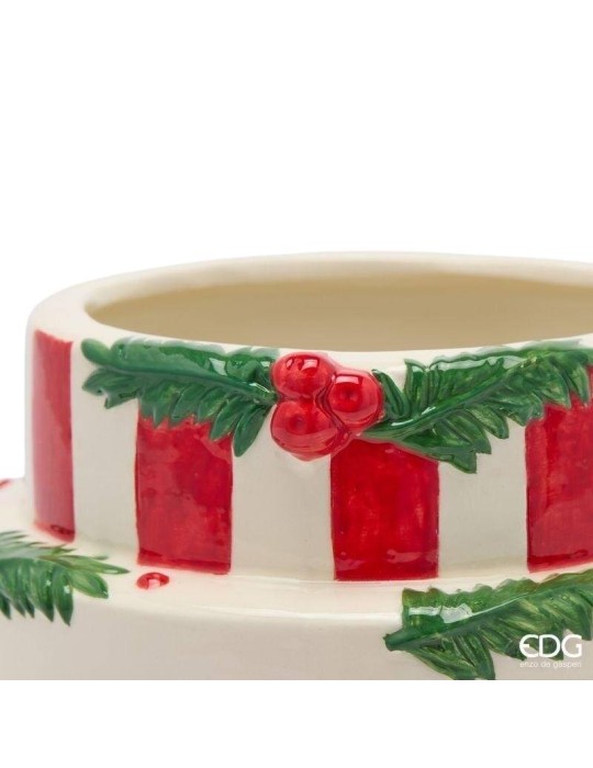 Vaso Centrotavola a Torta Natalizia in Ceramica...