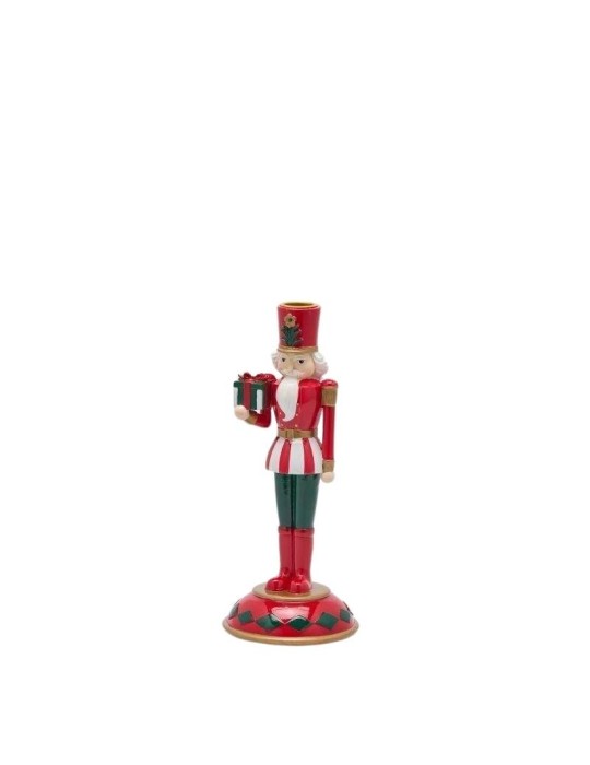 Candeliere Natalizio Schiaccianoci Soldatino EDG Enzo De Gasperi – Verde e Rosso – Ø 11 x H 26 cm