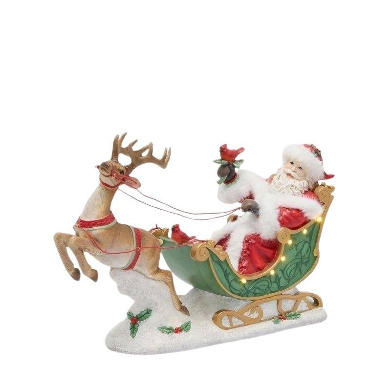 Babbo Natale con Slitta, Renna e Luci LED EDG Enzo De Gasperi – Scultura Natalizia da Collezione L 44 cm
