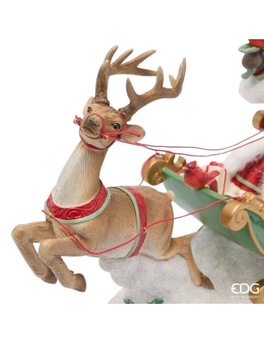Babbo Natale con Slitta, Renna e Luci LED EDG...