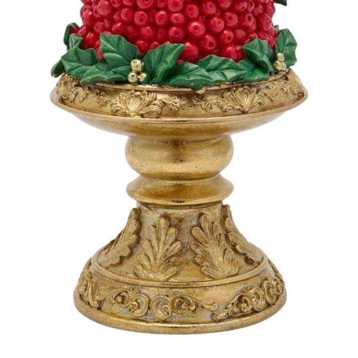EDG Albero a cono di bacche rosse su alzata oro alto 48 cm