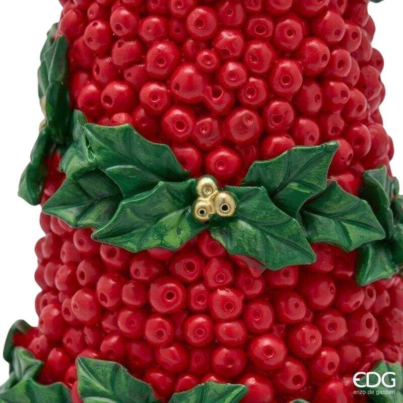 Albero Cono Natalizio con Bacche Rosse,...