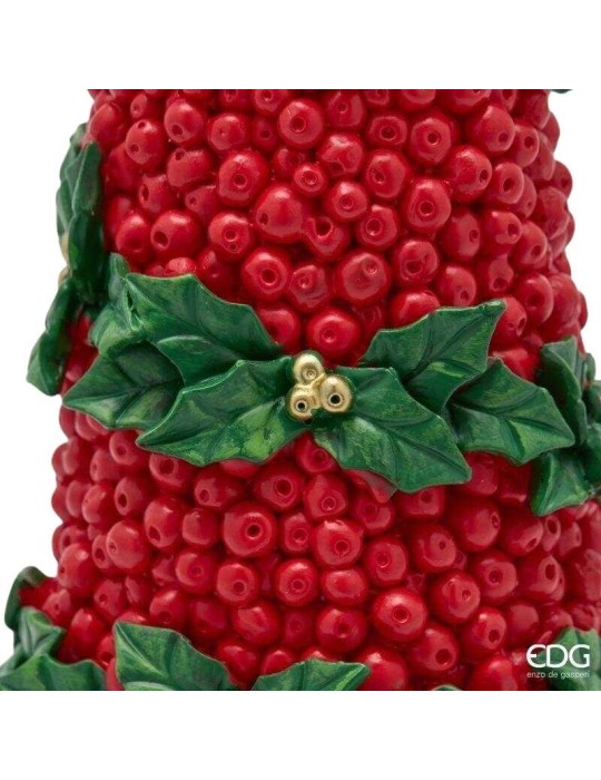 Albero Cono Natalizio con Bacche Rosse,...