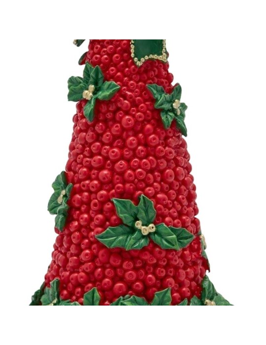 Albero Cono Natalizio con Bacche Rosse,...