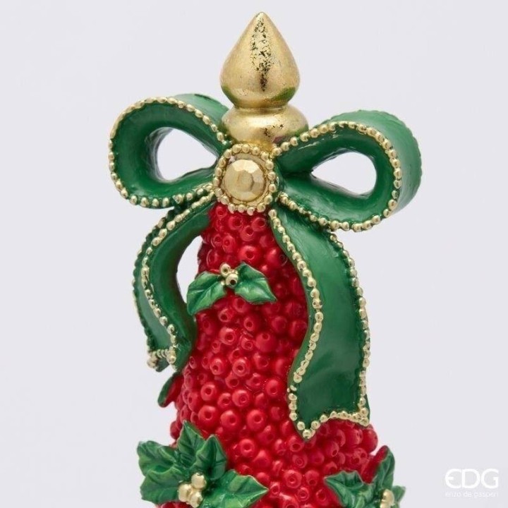EDG Albero a cono di bacche rosse su alzata oro alto 34 cm