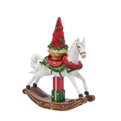Cavallo a Dondolo Natalizio con Albero di Bacche e Pacchi...