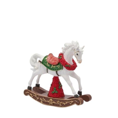 Cavallo a Dondolo Natalizio EDG in Poliresina Bianco e...