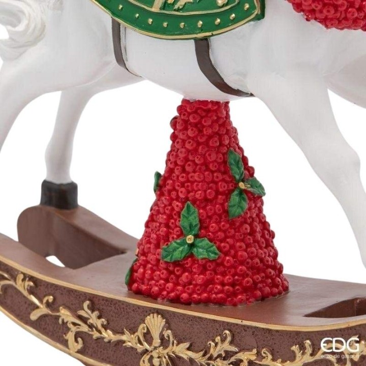 EDG Cavallo a dondolo bianco e rosso alto 30,5 cm