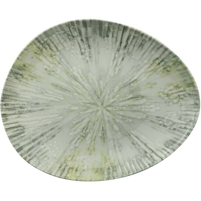 Piatto Piano Ovale Sagomato Organic Fusion Grey in Porcellana Arthur Krupp – 31 x 26 cm