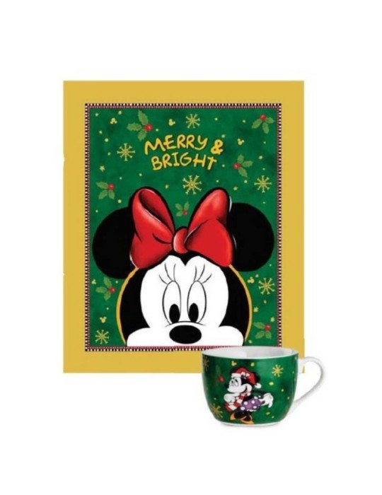 Set Regalo Natale Minnie Egan: Plaid Morbido 130x160 cm e Tazza Colazione in Porcellana 520 ml