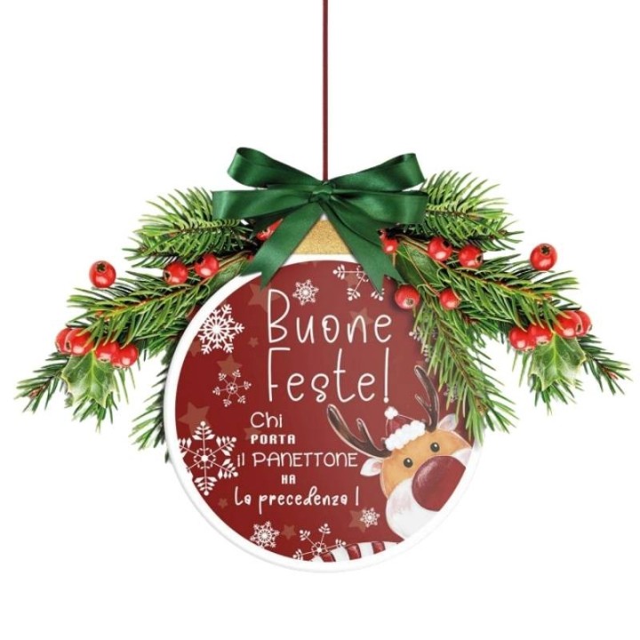 Egan Fuoriporta ceramica rossa con renna Ø 20 cm