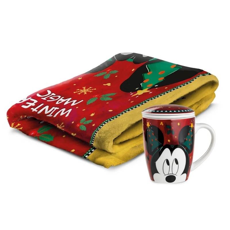 Set Regalo Winter Magic Mickey Mouse Egan: Plaid Morbido e Tisaniera in Porcellana con Coperchio 430 ml