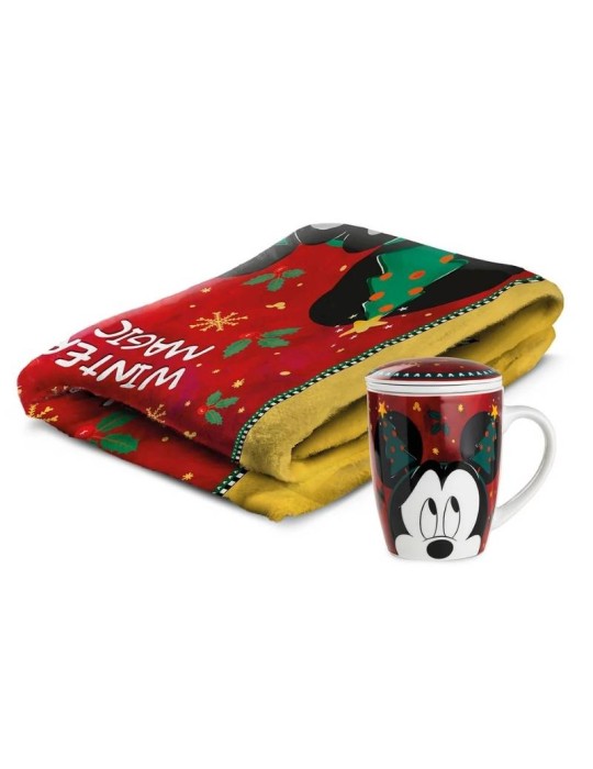 Set Regalo Winter Magic Mickey Mouse Egan: Plaid Morbido e Tisaniera in Porcellana con Coperchio 430 ml