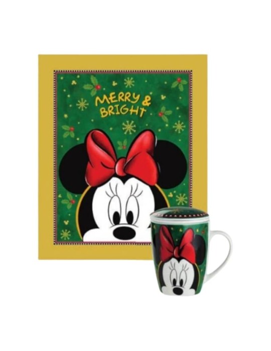 Set Regalo Winter Magic Minnie Mouse Egan: Plaid Morbido e Tisaniera in Porcellana 430 ml