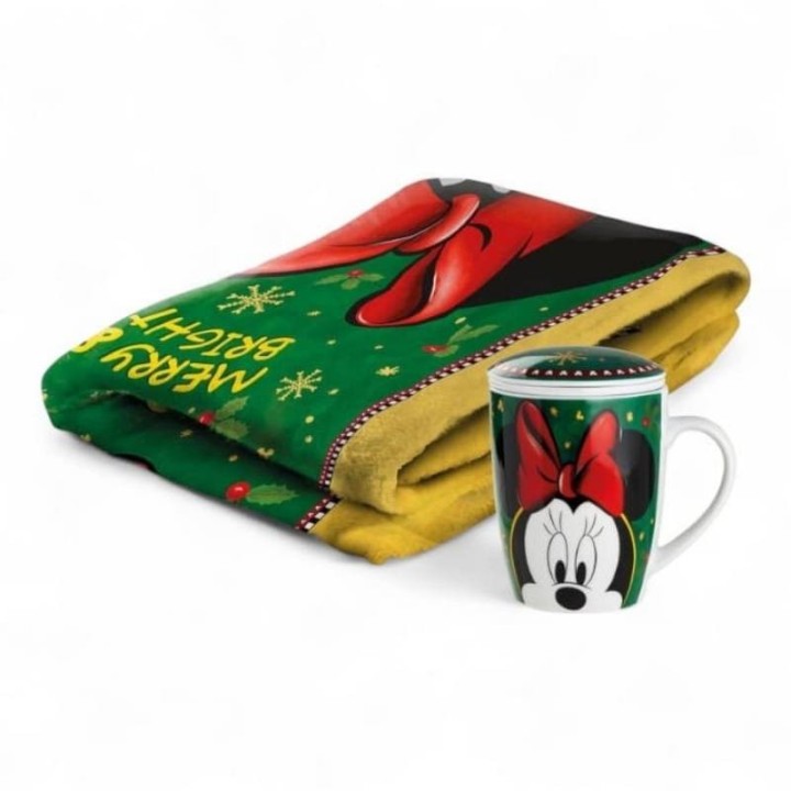 Egan Set regalo Minnie Mouse con plaid e tisaniera da 430 ml