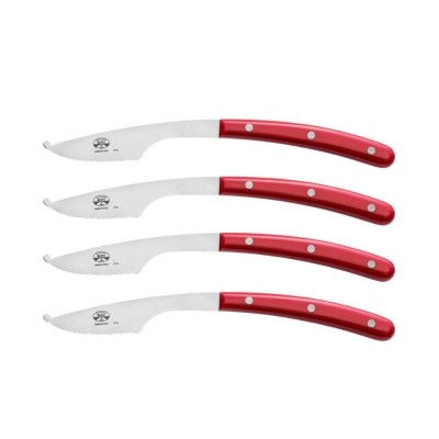 Set 4 Coltelli Pizza Napoli Lama 6,5 cm Manico Rosso...