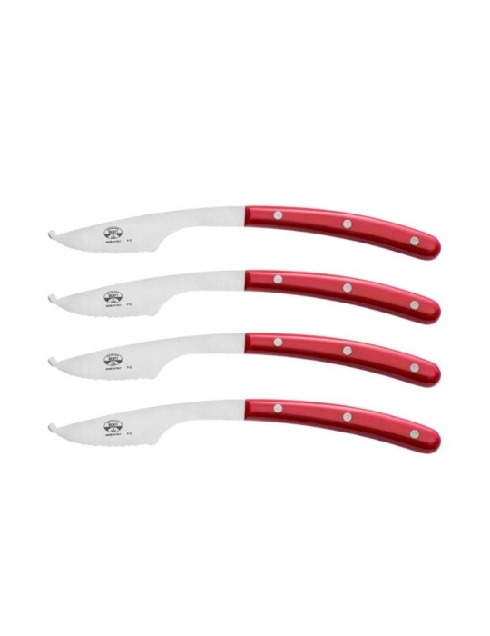 Set 4 Coltelli Pizza Napoli Lama 6,5 cm Manico Rosso Lucido – Coltellerie Berti