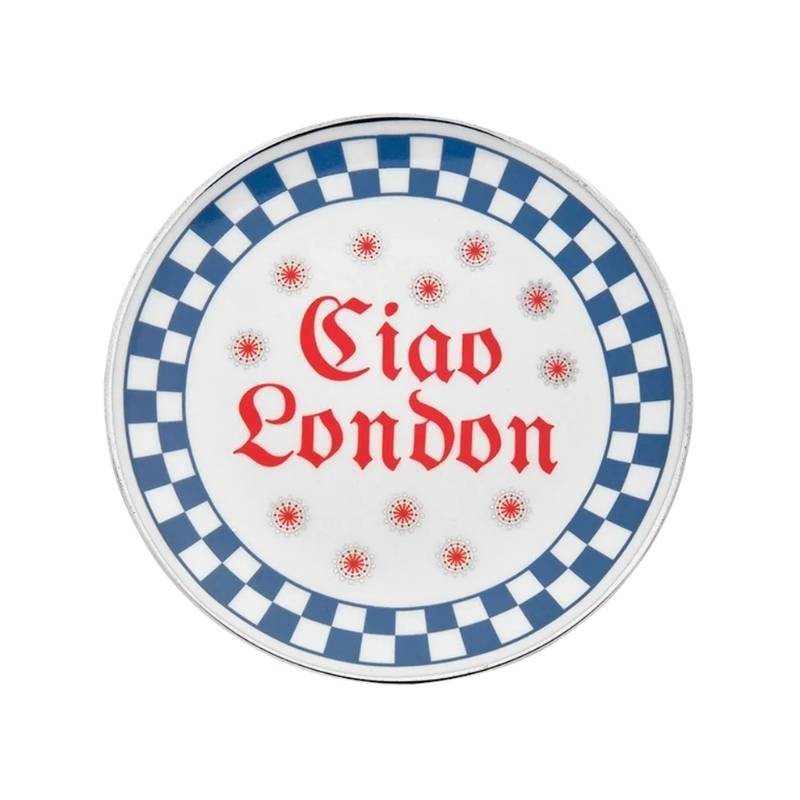 Bitossi Home – Piattino London in Porcellana con Filettatura in Oro Ø 15 cm (Collezione Ciao Mondo)