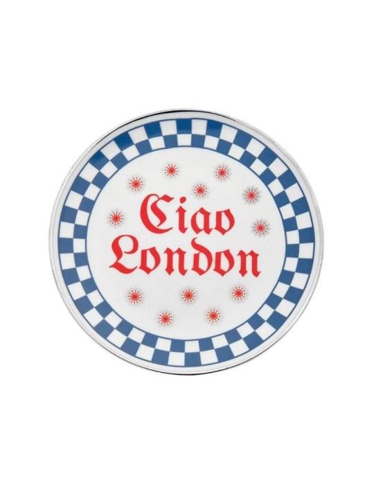 Bitossi Home – Piattino London in Porcellana con Filettatura in Oro Ø 15 cm (Collezione Ciao Mondo)