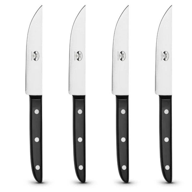 Coltellerie Berti – Set 4 Coltelli da Bistecca Neri con Lama da 11,5 cm (Collezione Alta Industria Laboratorio 01)