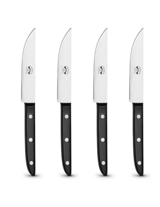 Coltellerie Berti – Set 4 Coltelli da Bistecca Neri con Lama da 11,5 cm (Collezione Alta Industria Laboratorio 01)