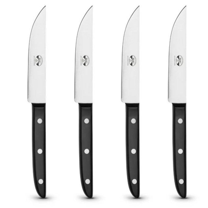 Coltellerie Berti 4 coltelli da bistecca neri con lama da