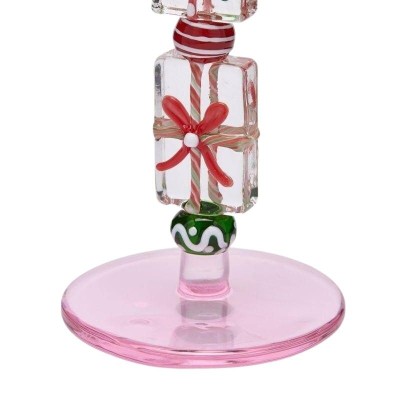 Candelabro in Vetro H18.5 Rosa e Verde EDG con Confezione... 2