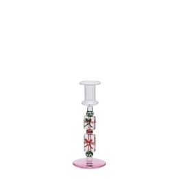 EDG Candeliere in vetro rosa e verde alto 18,5 cm
