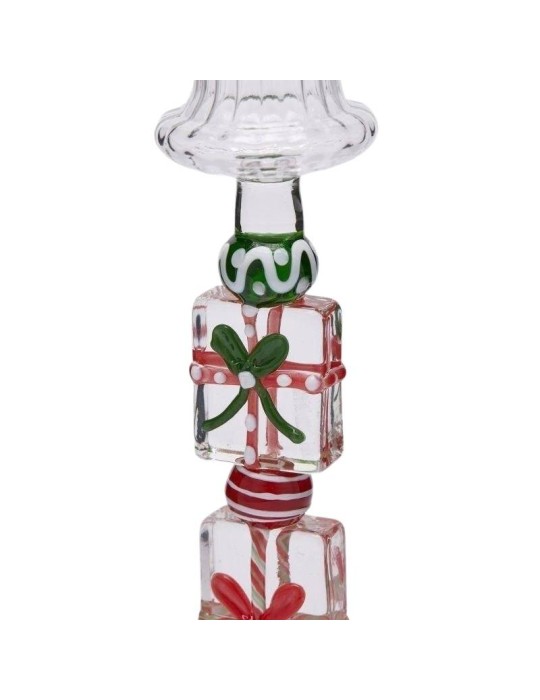 Candelabro in Vetro H18.5 Rosa e Verde EDG con...