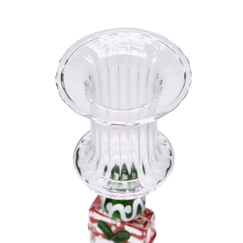 Candelabro in Vetro H18.5 Rosa e Verde EDG con...