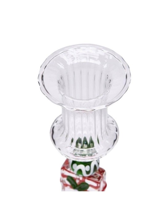 Candelabro in Vetro H18.5 Rosa e Verde EDG con...
