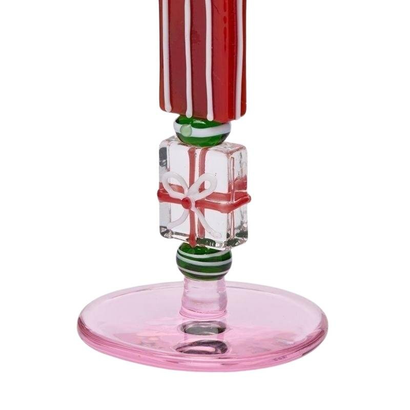 Candelabro in Vetro H22 Rosa e Verde EDG con...