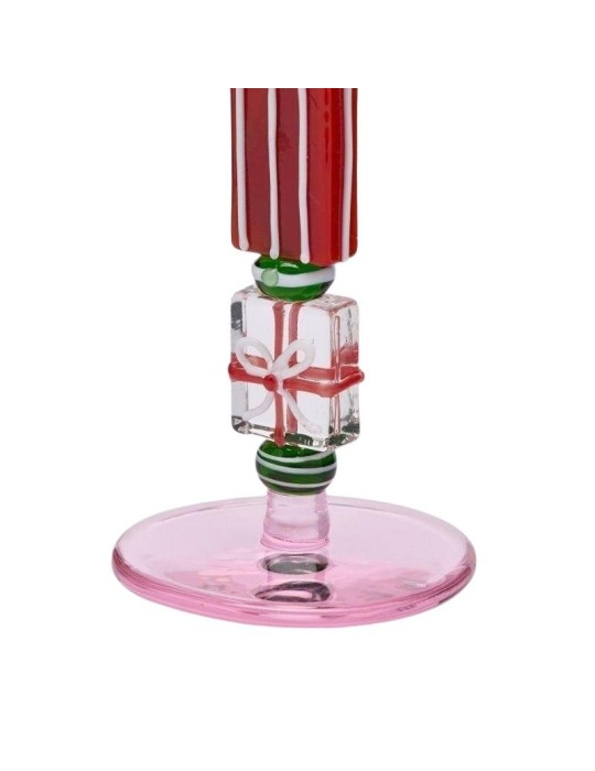 Candelabro in Vetro H22 Rosa e Verde EDG con...