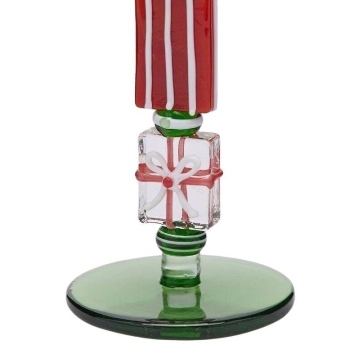 EDG Candeliere in vetro verde e rosso alto 22 cm