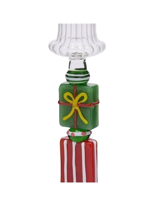 Candelabro in Vetro H22 Verde e Rosso EDG con...