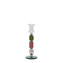 EDG Candeliere in vetro verde e rosso alto 22 cm
