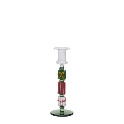 Candelabro in Vetro H22 Verde e Rosso EDG con Confezione...