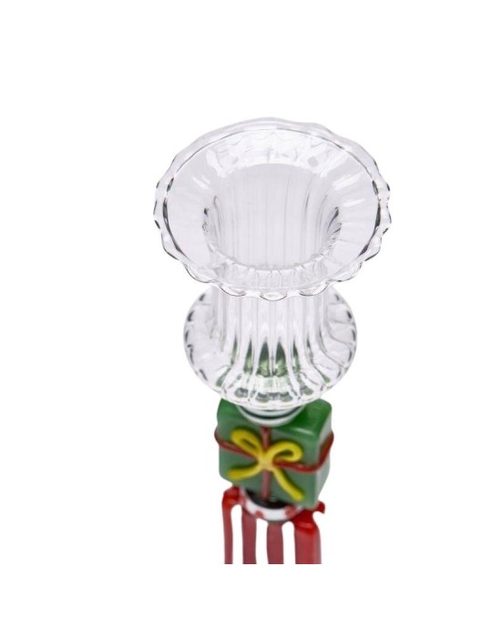 Candelabro in Vetro H18.5 Verde e Rosso EDG con...