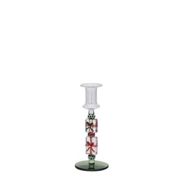 EDG Candeliere in vetro verde e rosso alto 18,5 cm