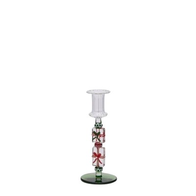 Candelabro in Vetro H18.5 Verde e Rosso EDG con...