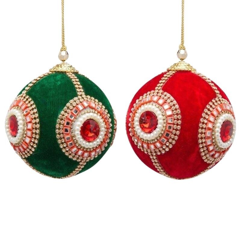 Sfera di Natale Velluto e Gioielli Marvel D10 EDG - 1 Pz Assortito Verde o Rosso