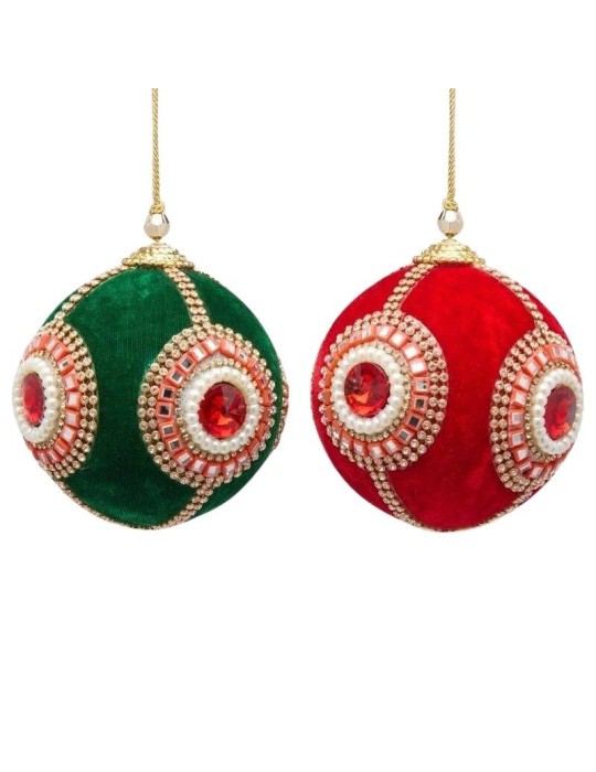 Sfera di Natale Velluto e Gioielli Marvel D10 EDG - 1 Pz Assortito Verde o Rosso