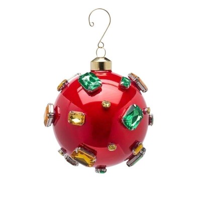 Sfera di Vetro Rosso con Pietre Preziose D10 EDG - Decoro...