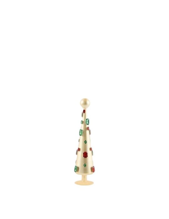 Abete di Vetro con Pietre Preziose Oro EDG – Altezza 34 cm