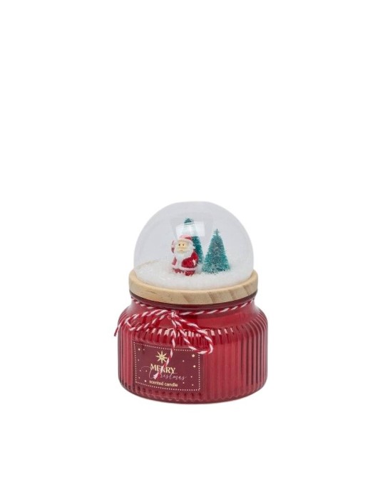 Candela Profumata a Forma di Palla di Neve con Babbo Natale EDG – Fragranza Sidro di Mele e Miele (H12,5 cm - Ø10 cm)