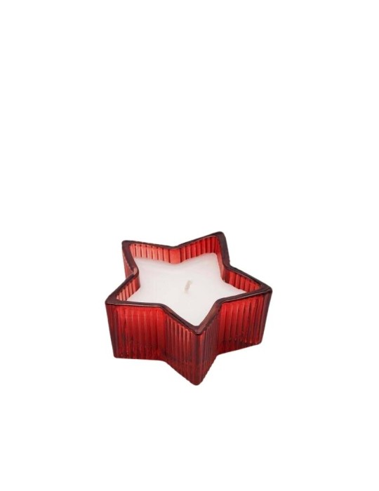 Candela Profumata a Forma di Stella "Principessa della Notte" EDG – Vetro Scanalato Rosso (H4 cm - Ø8,5 cm)