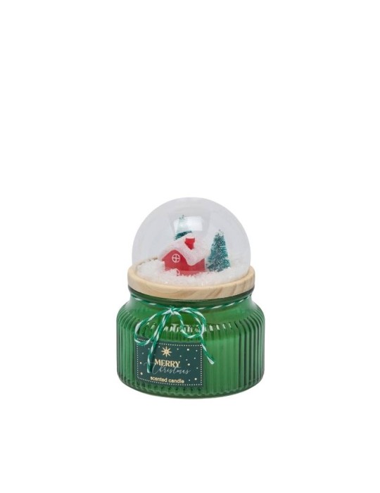 Candela Profumata a Forma di Palla di Neve al Cardamomo "Cardamom Snaps" EDG – Vetro Verde (H12,5 cm - Ø10 cm)