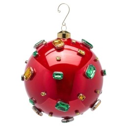 EDG Pallina di Natale in vetro rosso con gemme Ø 15 cm