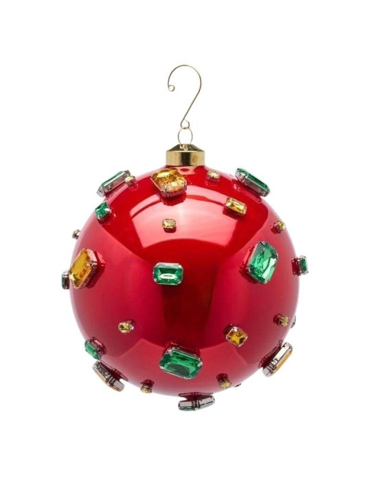 Sfera di Vetro con Pietre Preziose Rosso Rubino EDG – Diametro 15 cm