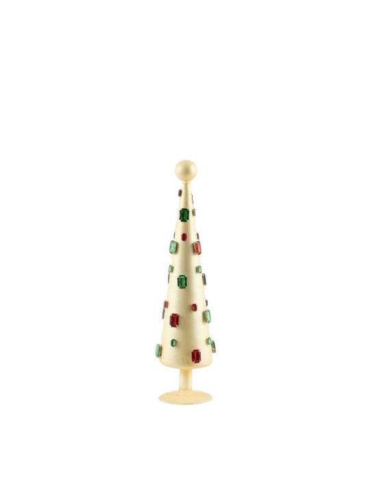 Abete di Vetro con Pietre Preziose Oro EDG – Altezza 45 cm